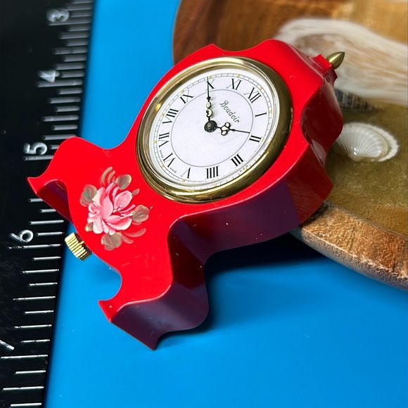 Vintage | Accents | Swiss Mini Boudoir Windup Red Table Clock For ...
